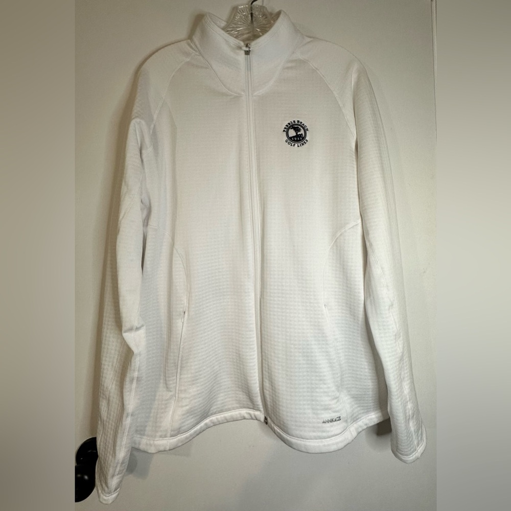 Cutter & Buck Annika White Zip Up Sweater Golf Pebble Beach Logo Dry Tec XL